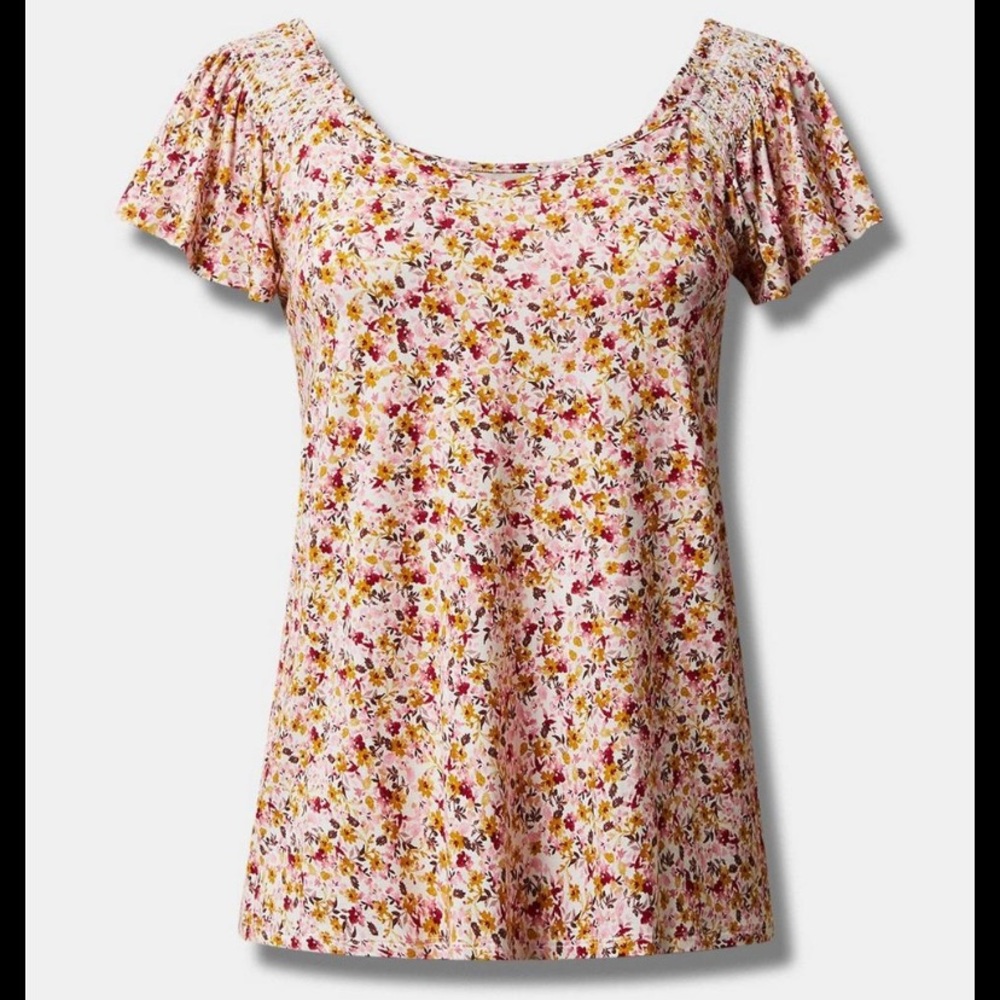 Torrid Super Soft Smocked Shoulder Flutter Sleeve… - image 4